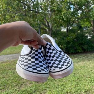 Vans Slip-On Checkerboard Skate Shoe - Black / White